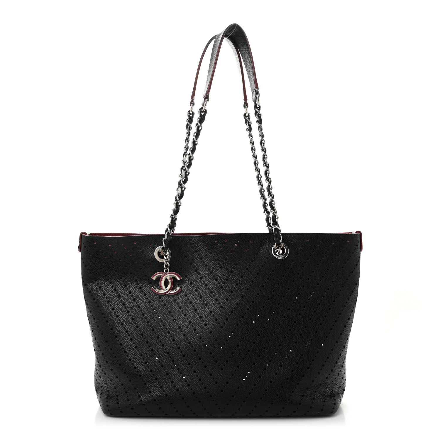 Chanel Perforated Grained Calfskin Large Shopping Tote Black 1 of 15