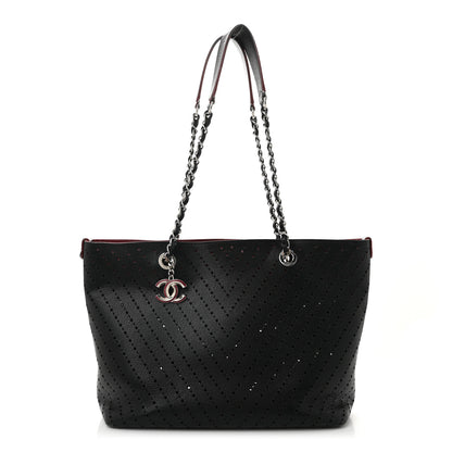 Chanel Perforated Grained Calfskin Large Shopping Tote Black 1 of 15
