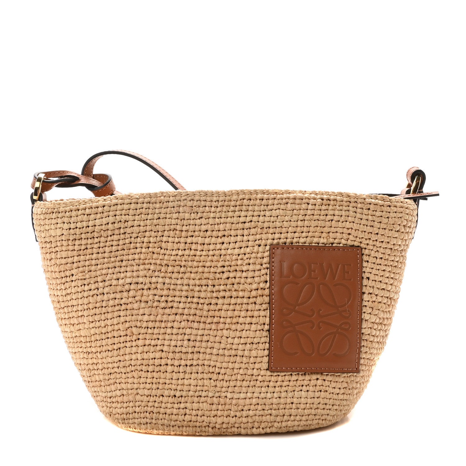 Loewe Calfskin Raffia Paulas Ibiza Pochette Bag Natural Tan 1 of 10
