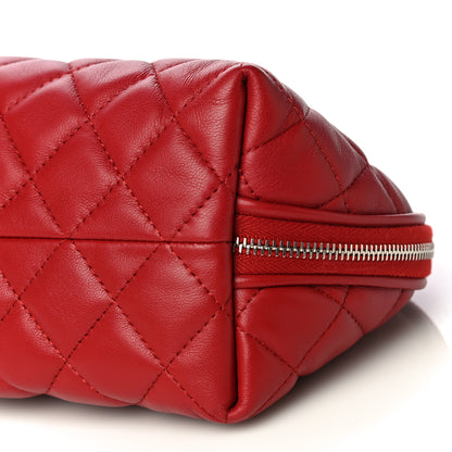 Chanel Lambskin Quilted Cosmetic Case Red 10 of 12
