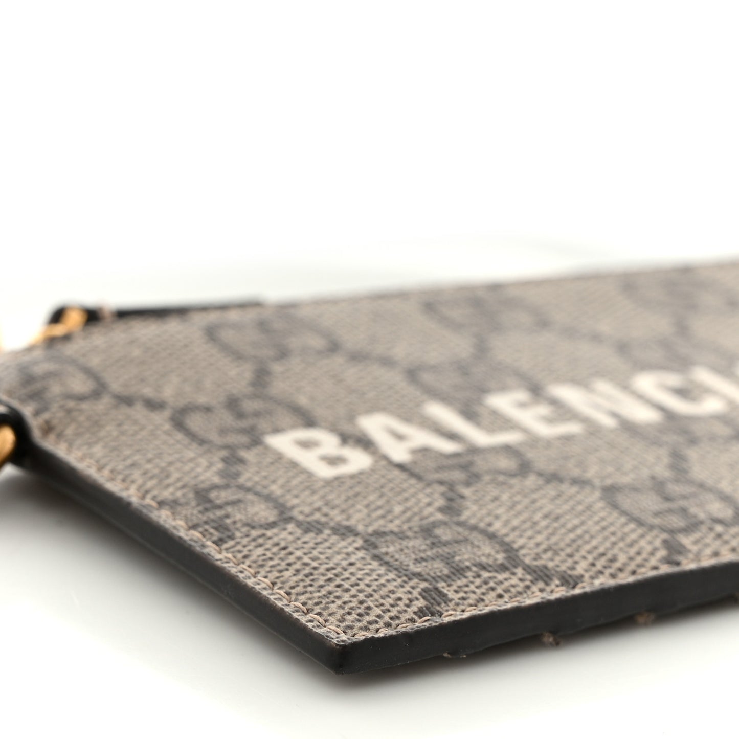 X BALENCIAGA GG Supreme Monogram Logo Card Case With Strap Beige Ebony