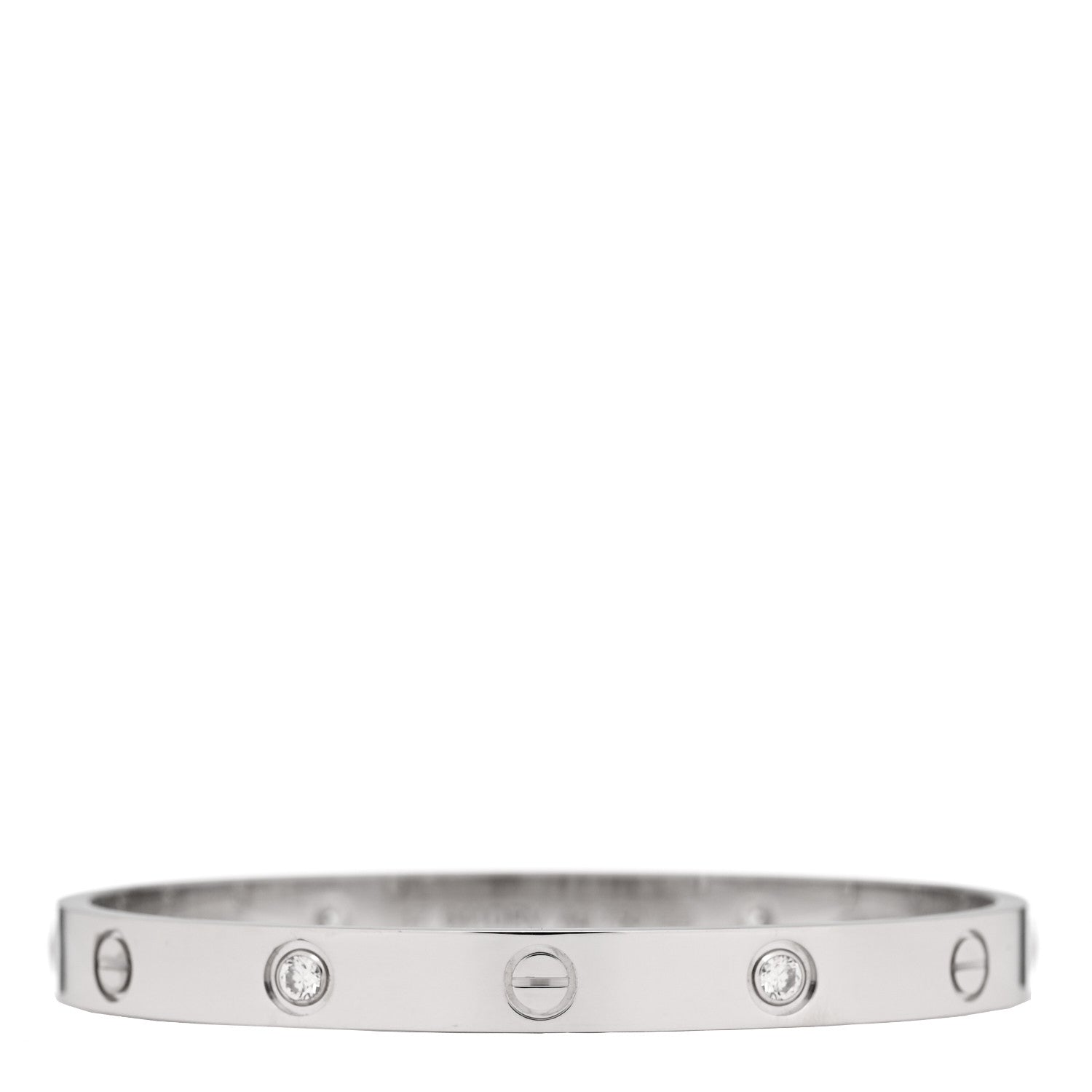 Cartier 18K White Gold 4 Diamond Love Bracelet 17 1 of 10