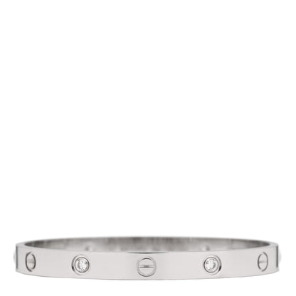 Cartier 18K White Gold 4 Diamond Love Bracelet 17 1 of 10
