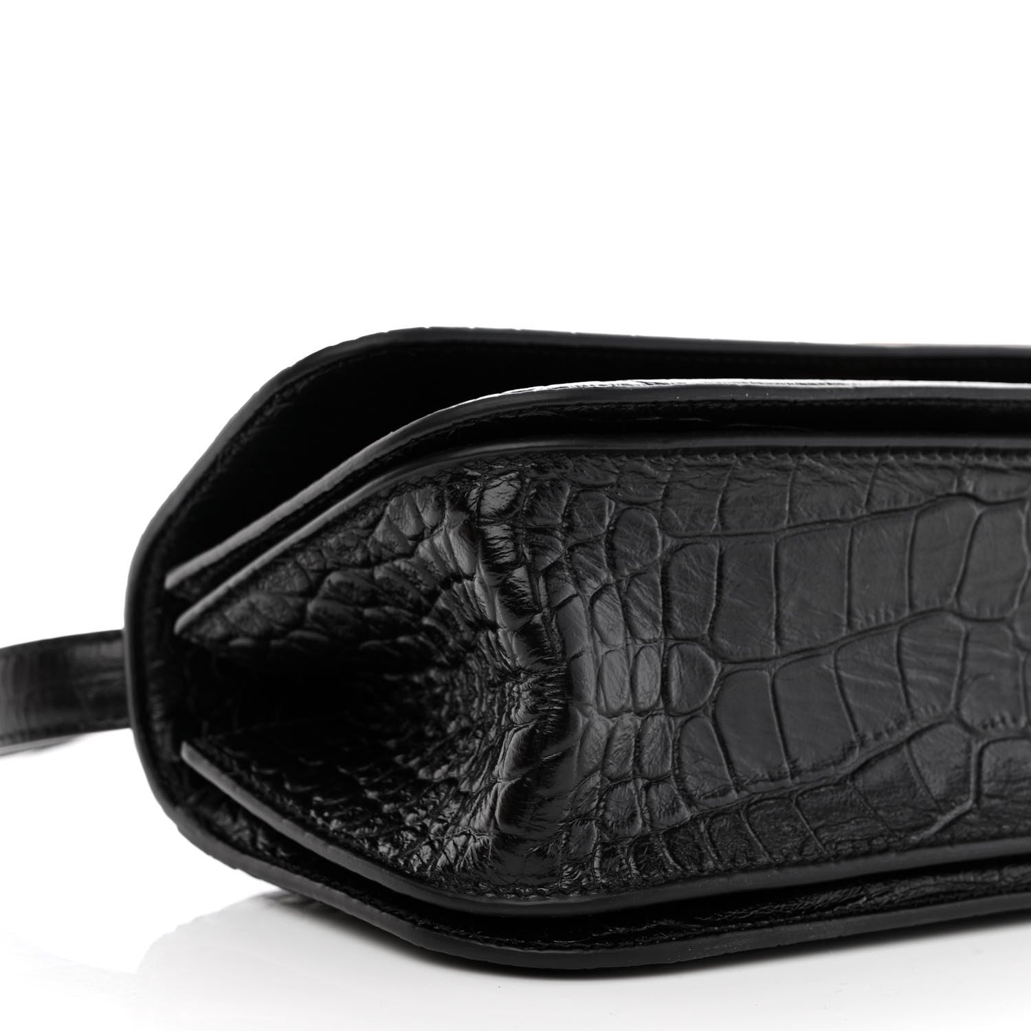 Balenciaga Extra Supple Calfskin Crocodile Embossed Small Gossip Bag Black 8 of 9