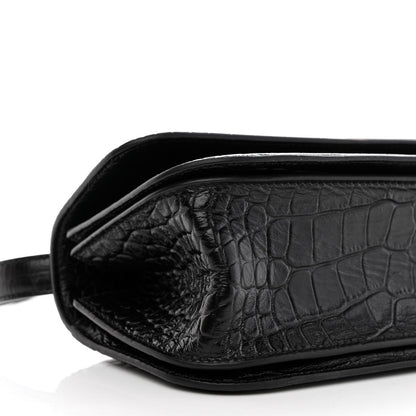 Balenciaga Extra Supple Calfskin Crocodile Embossed Small Gossip Bag Black 8 of 9