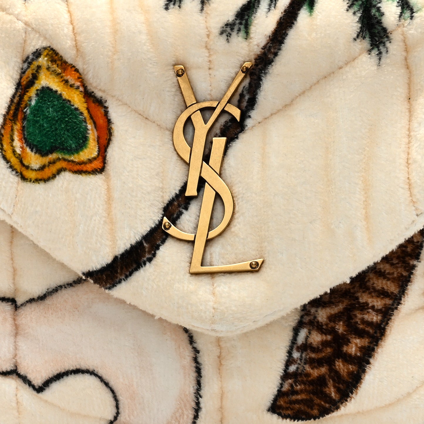 Terrycloth Summer Print Quilted Small Loulou Puffer Monogram Chain Satchel Multicolor White