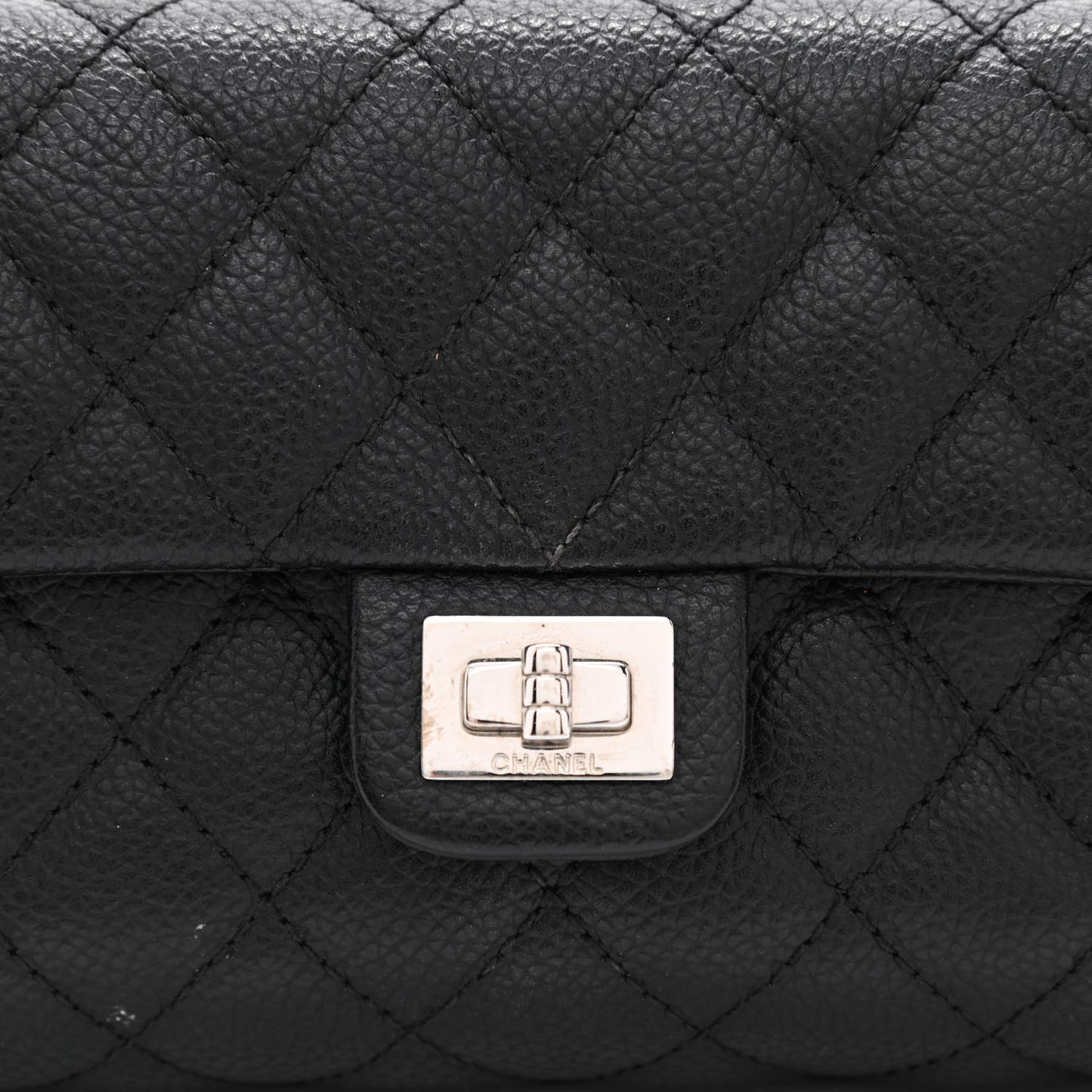 Grained Calfskin Quilted 2.55 Reissue Flap Belt Bag Clutch Black