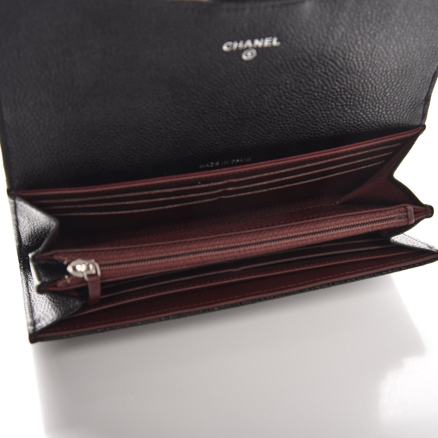 Caviar Quilted Large Gusset Flap Wallet Black