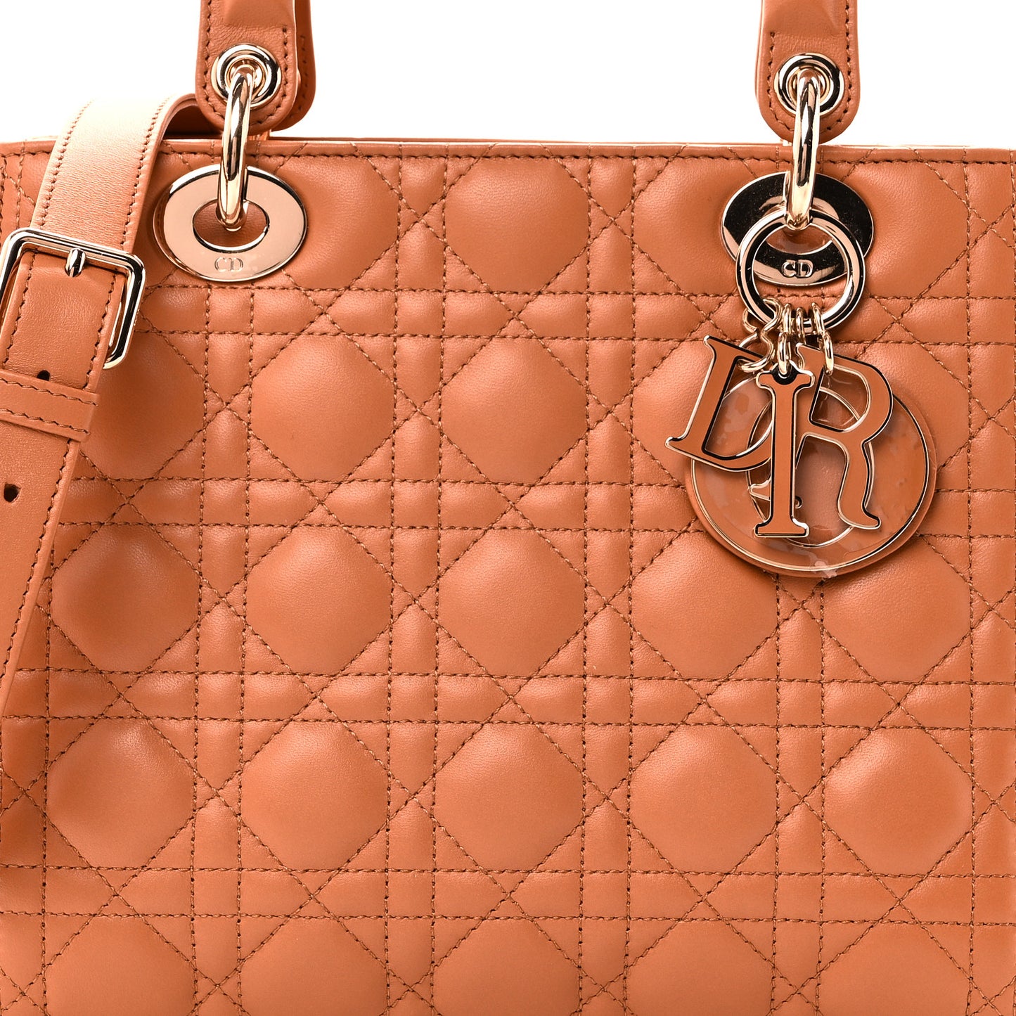 Lambskin Cannage Medium Lady Dior Amber