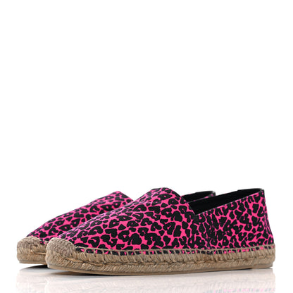 Saint Laurent Canvas Leopard Print Espadrilles 41 Fushia Black 3 of 9