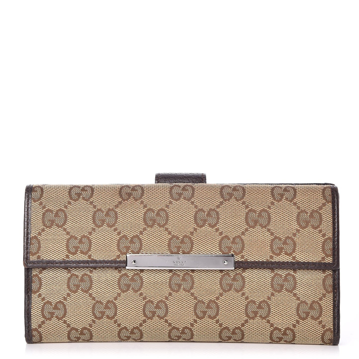 Monogram Metal Bar Continental Flap Wallet Beige Ebony Dark Brown