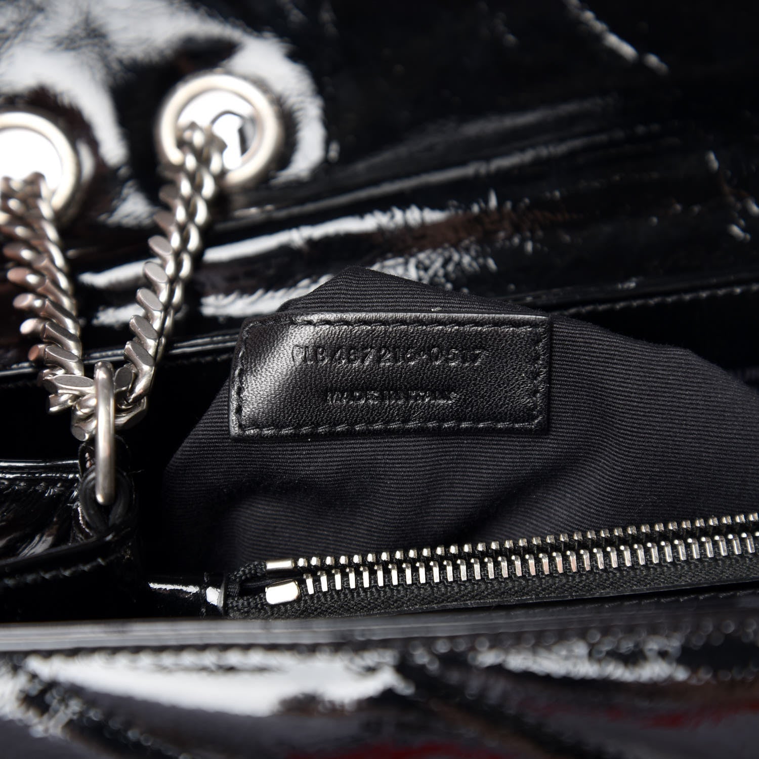 Saint Laurent Patent Y Quilted Monogram Medium Loulou Chain Satchel Black 8 of 11