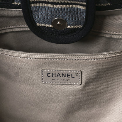 Chanel Striped Canvas Medium Deauville Tote Black 6 of 10