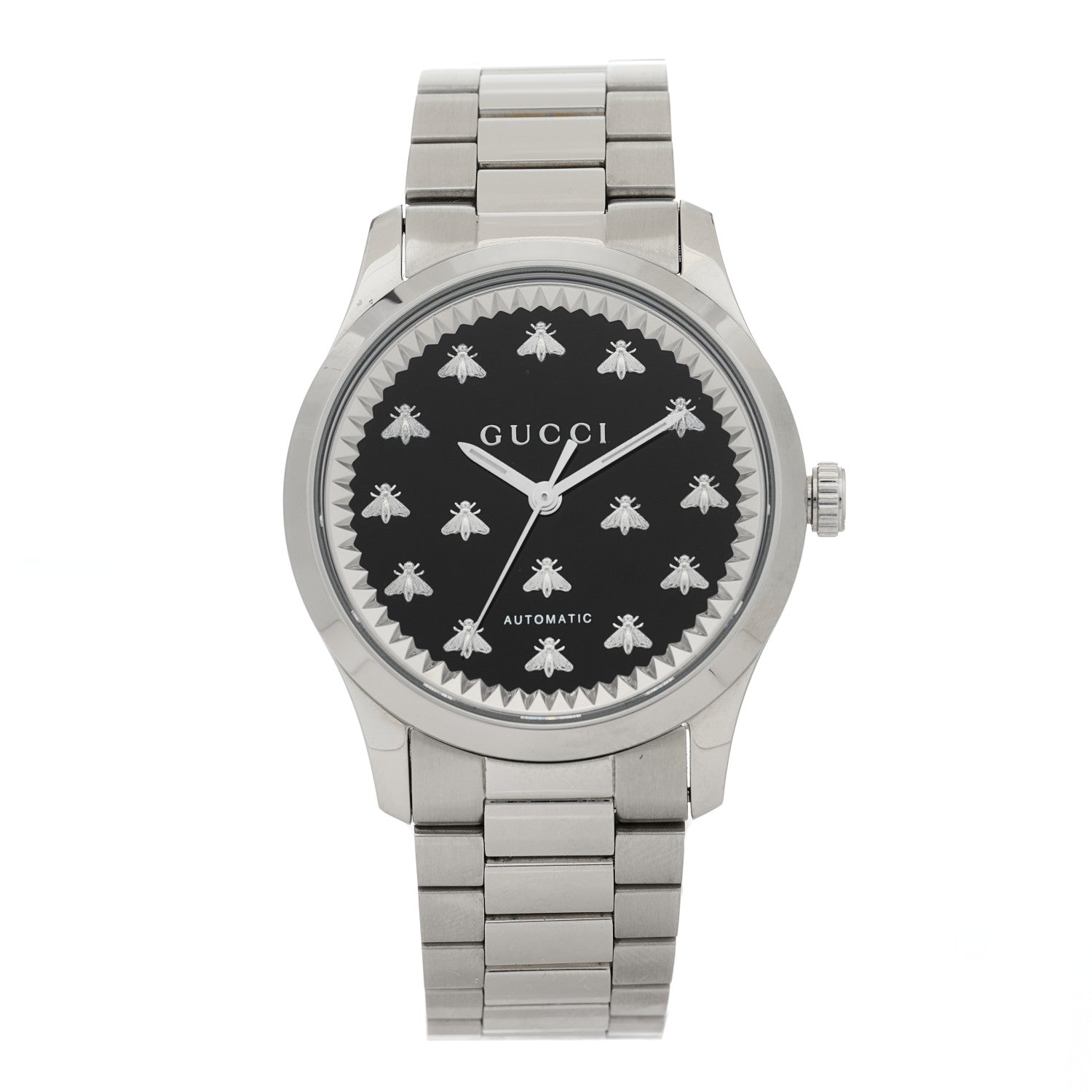 Gucci Stainless Steel 38mm G-Timeless Bee Automatic Watch Black Onyx 1 of 5