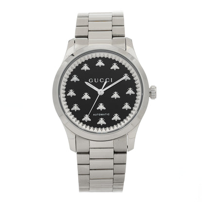 Gucci Stainless Steel 38mm G-Timeless Bee Automatic Watch Black Onyx 1 of 5