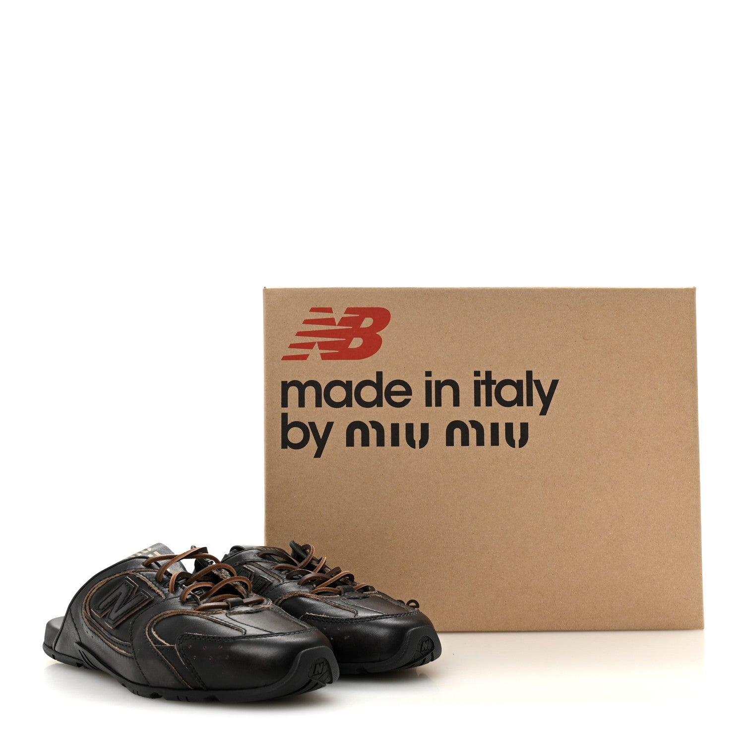 Miu Miu X NEW BALANCE Bleached Calfskin 530 SL Slip-On Sneakers Mules 36.5 Black 10 of 10