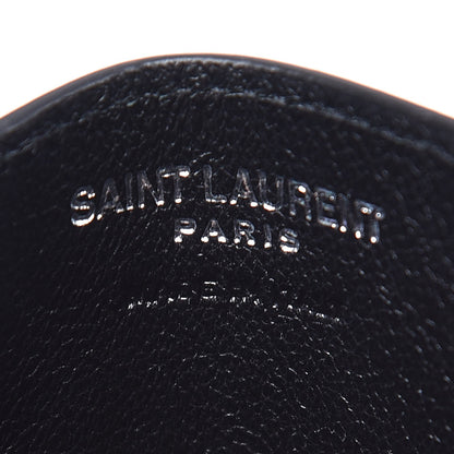 Saint Laurent Grain De Poudre Matelasse Chevron Monogram Credit Card Case Black 6 of 8