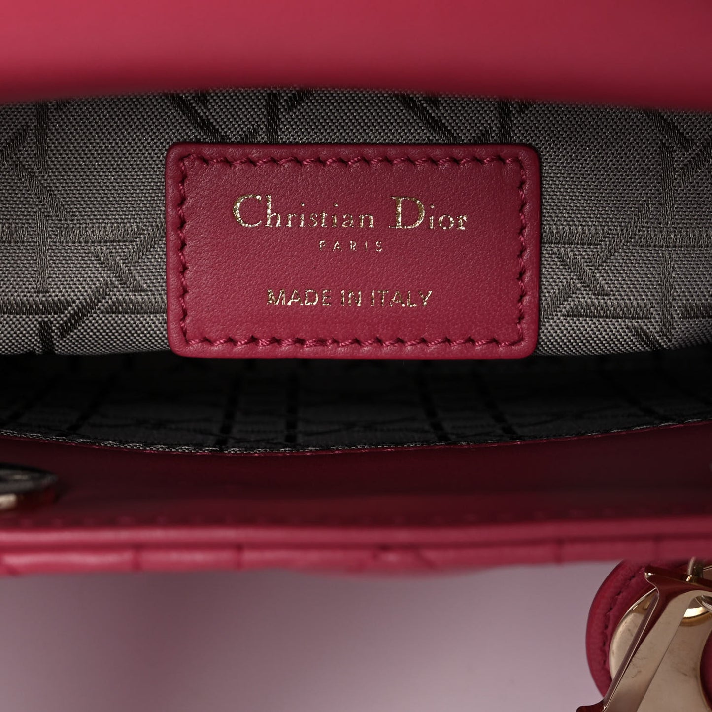 Lambskin Cannage Small Lady Dior Fraise