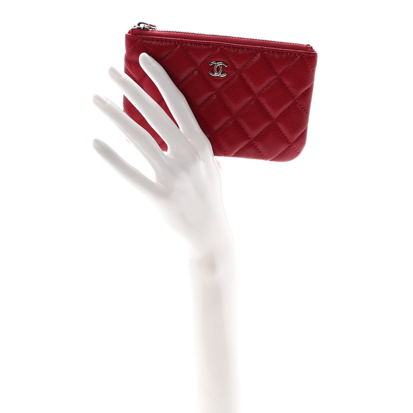 Caviar Quilted Small Cosmetic Case Red