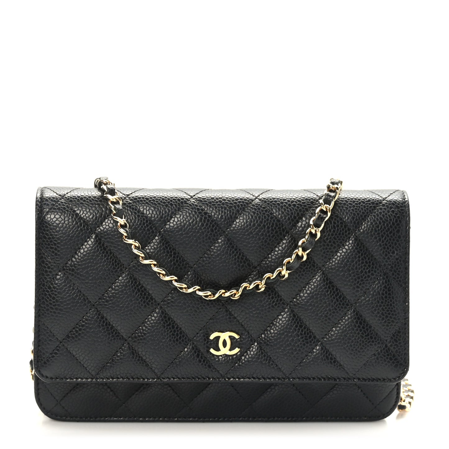 Caviar Quilted Wallet on Chain WOC Black