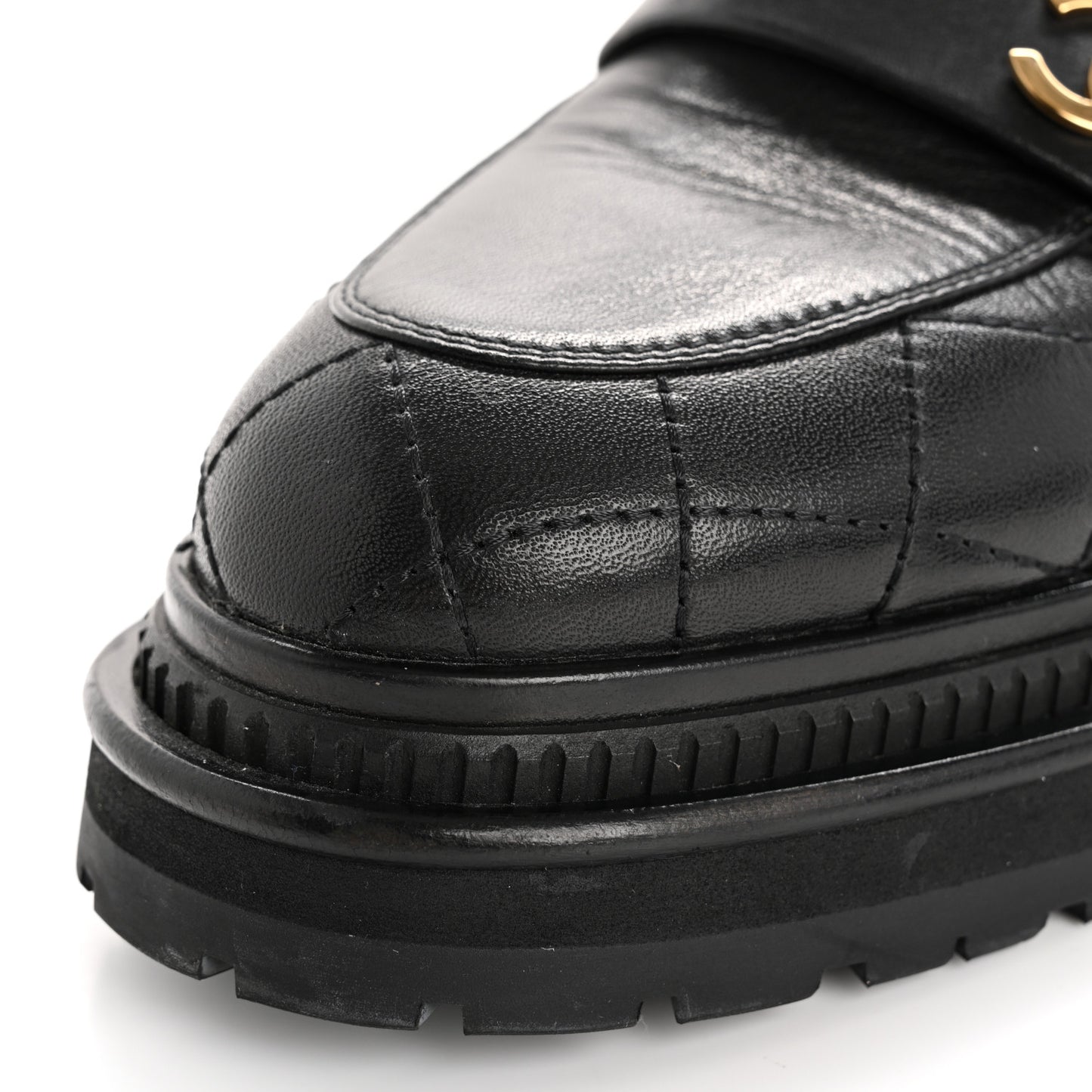 Calfskin Quilted CC Mocassin Loafers 38 Black