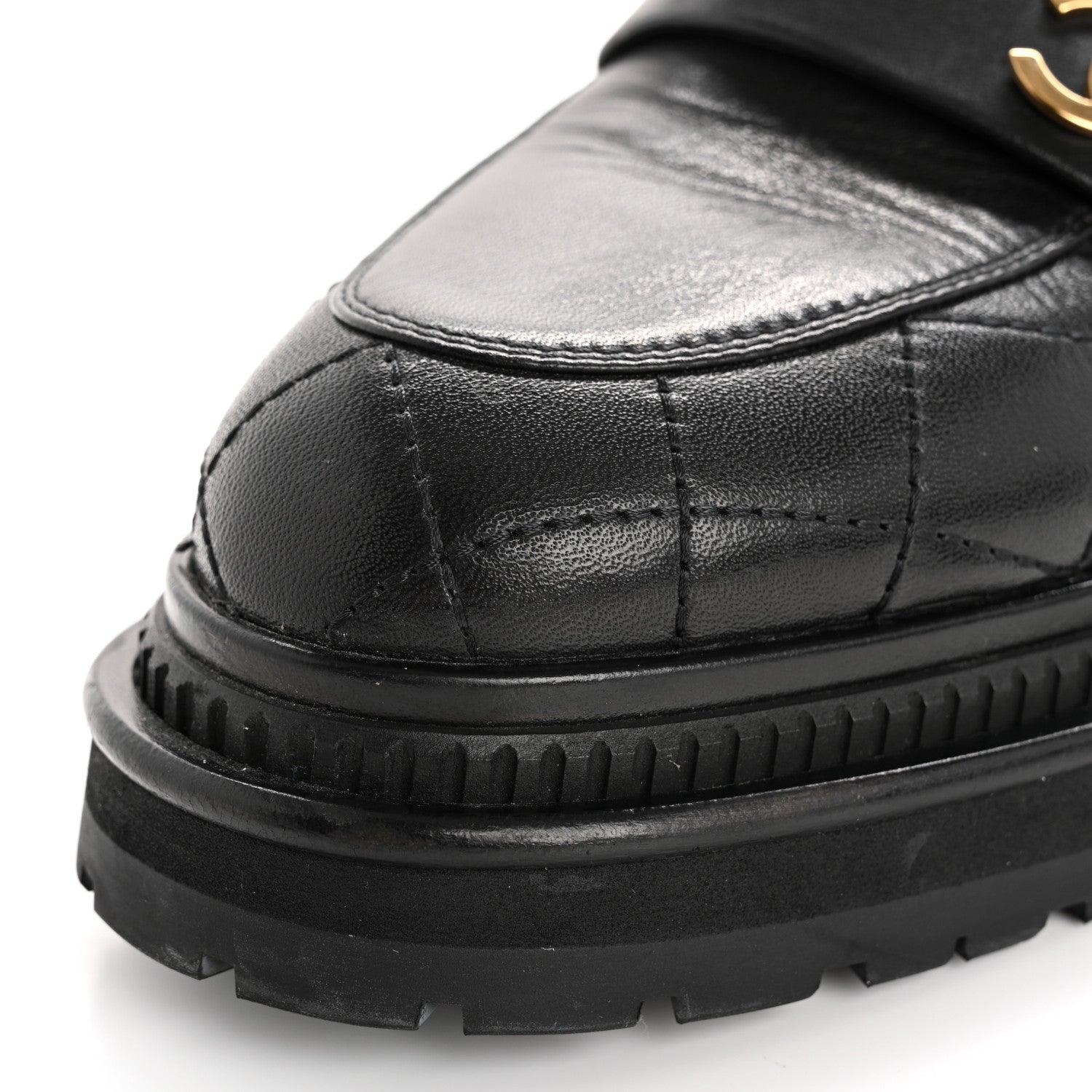 Chanel Calfskin Quilted CC Mocassin Loafers 38 Black 10 of 13