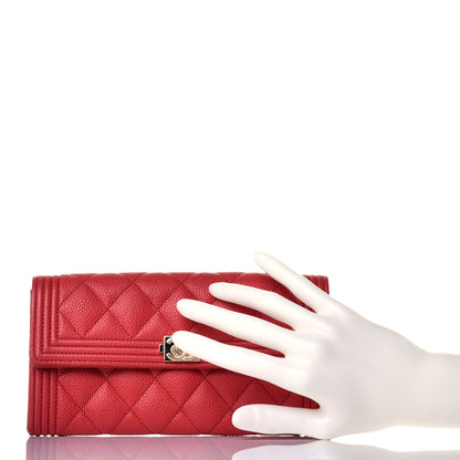 Chanel Caviar Quilted Boy Flap Wallet Red 3 of 16