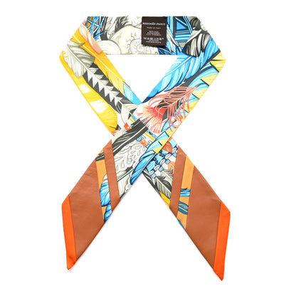Hermes Silk Lambskin Danse Pacifique Twilly Jaune D'Or Kaki Orange 1 of 3
