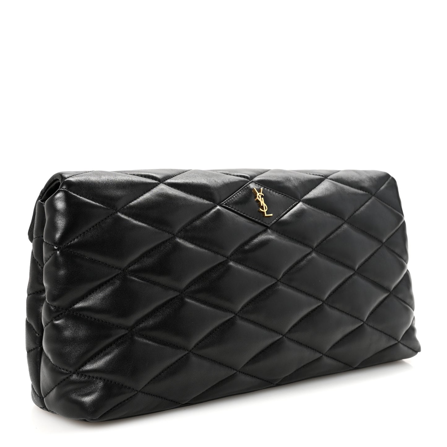 Lambskin Quilted Sade Puffer Envelope Clutch Black