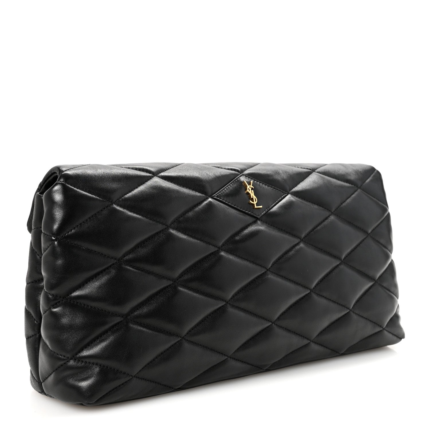 Saint Laurent Lambskin Quilted Sade Puffer Envelope Clutch Black 3 of 6