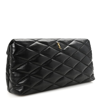 Saint Laurent Lambskin Quilted Sade Puffer Envelope Clutch Black 3 of 6
