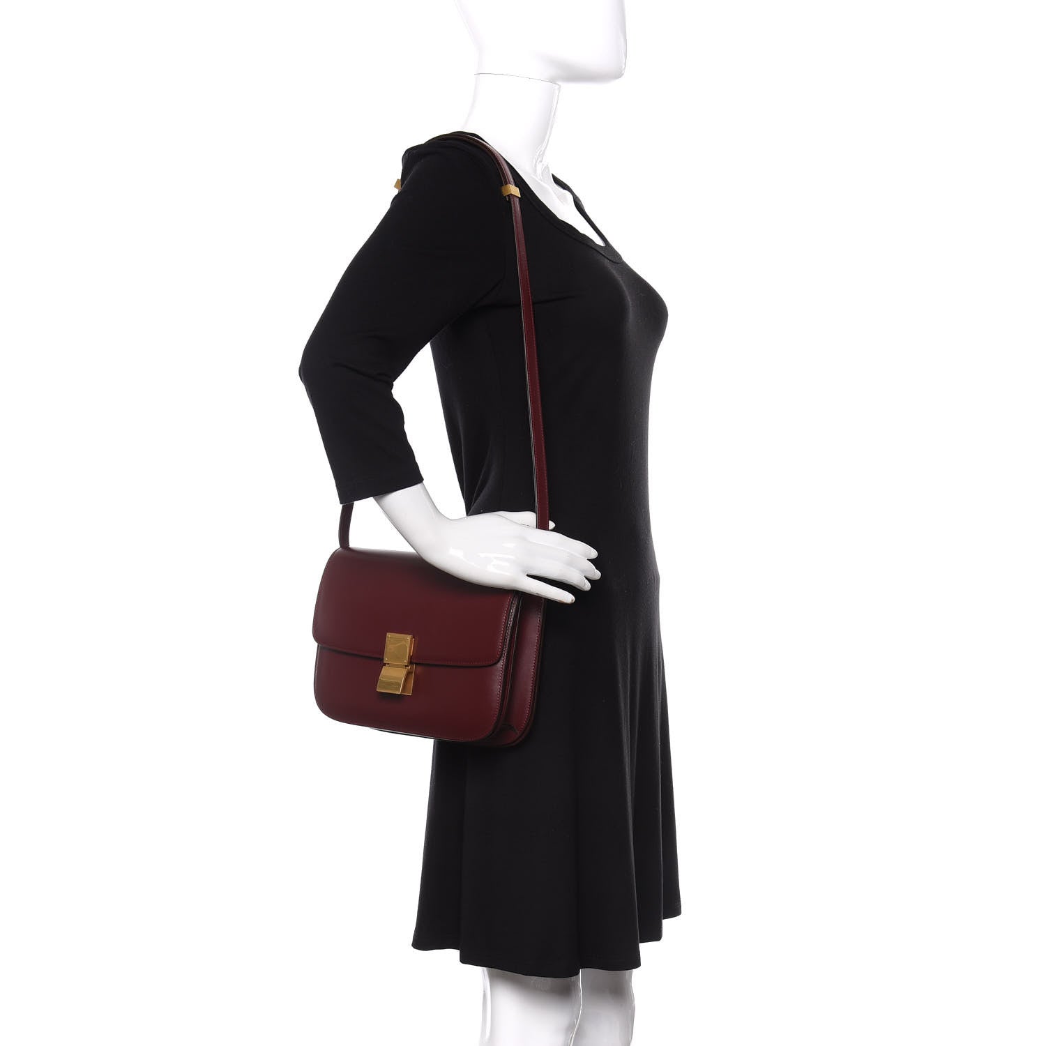 Celine Box Calfskin Medium Classic Box Flap Bag Burgundy 2 of 9