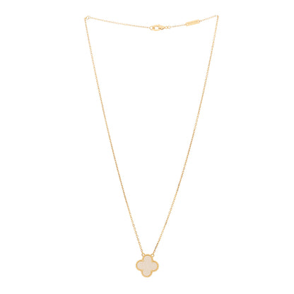 Van Cleef & Arpels 18K Yellow Gold Mother of Pearl Vintage Alhambra Pendant Necklace 3 of 6