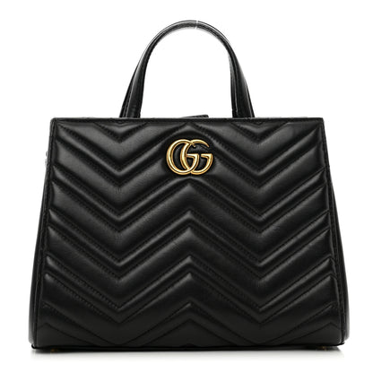 Gucci Calfskin Matelasse Small GG Marmont Tote Black 1 of 12