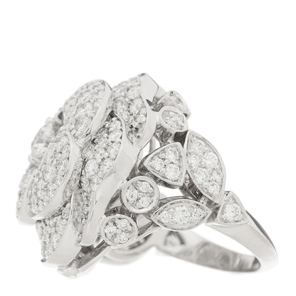 Chanel 18K White Gold Diamond 3.50ct Bouton de Camelia Ring 52 6 3 of 10