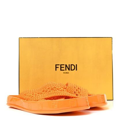 Fendi Raffia Rubber FF Woven Reflections Crisscross Slide Sandals 38 Arancio Clementina 10 of 10