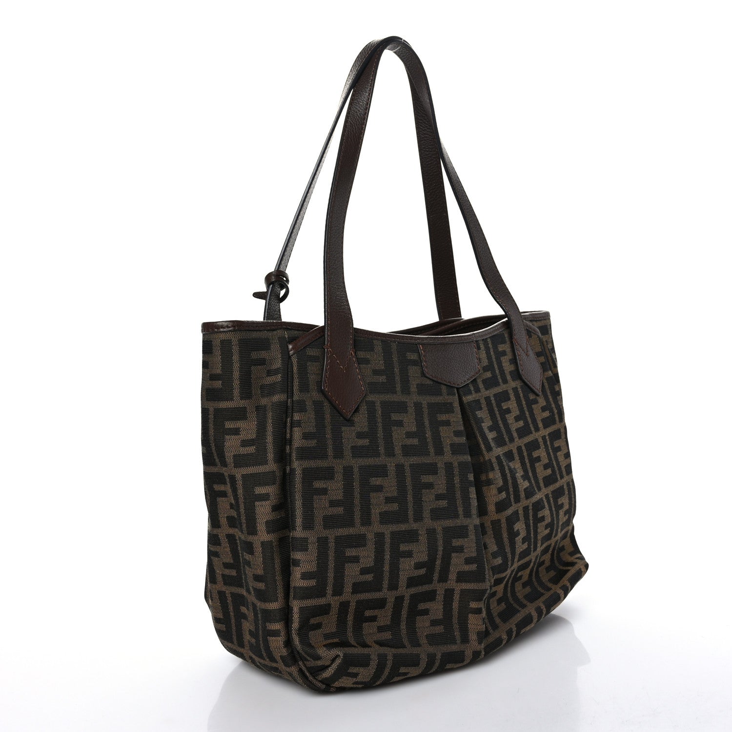 Fendi Zucca Vitello Artic Medium Shopping Tote Tobacco Castagna 3 of 9