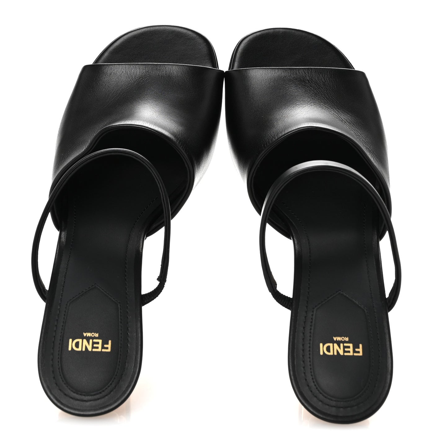 Calfskin Fendi First 95mm Slide Sandals 38 Black