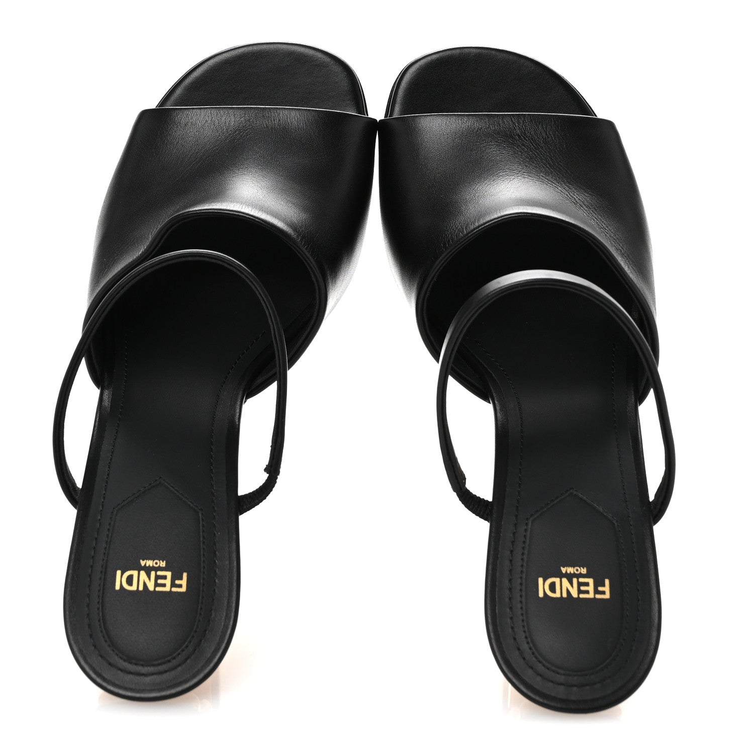 Fendi Calfskin Fendi First 95mm Slide Sandals 38 Black 2 of 8