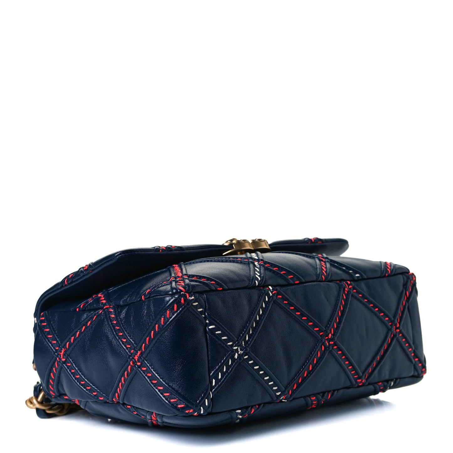 Lambskin Mixed Fibers Quilted Medium Chanel 19 Flap Blue
