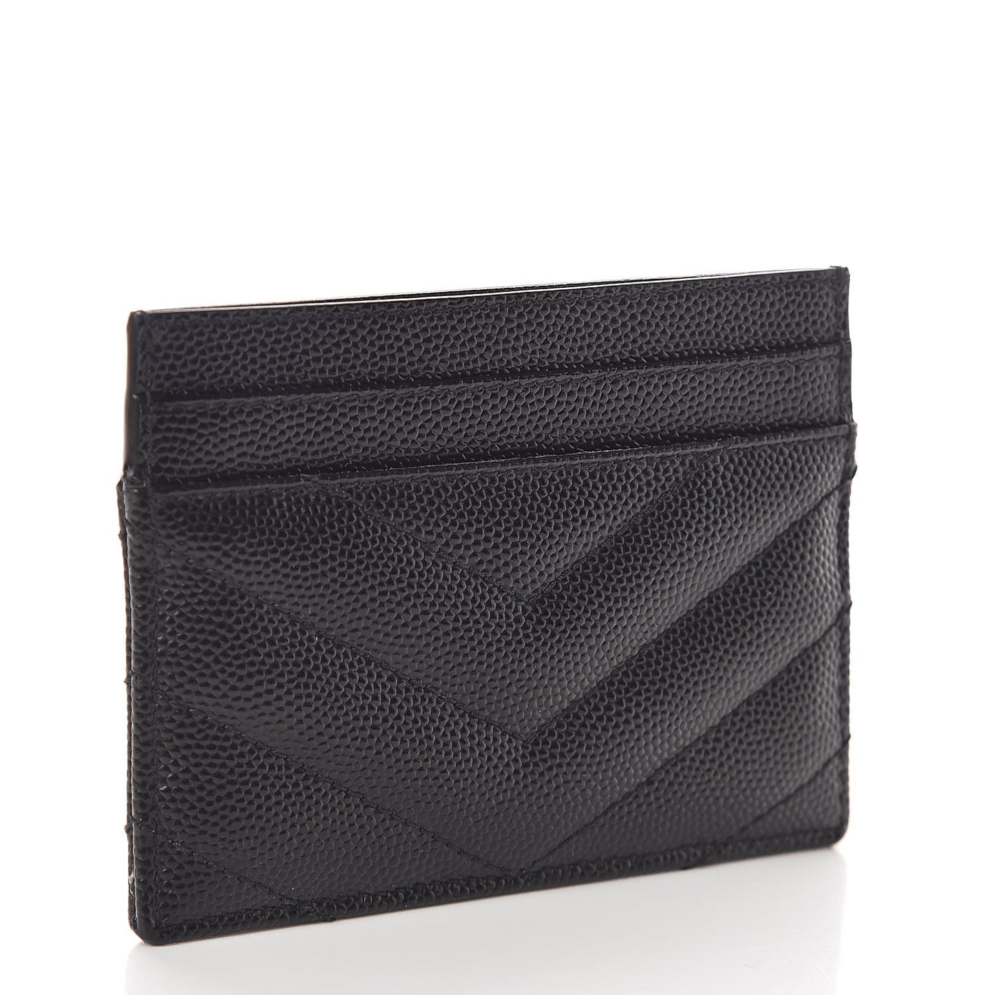Grain De Poudre Matelasse Chevron Monogram Credit Card Case Black