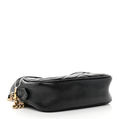 Gucci Calfskin Matelasse Mini GG Marmont Chain Shoulder Bag Black 4 of 17