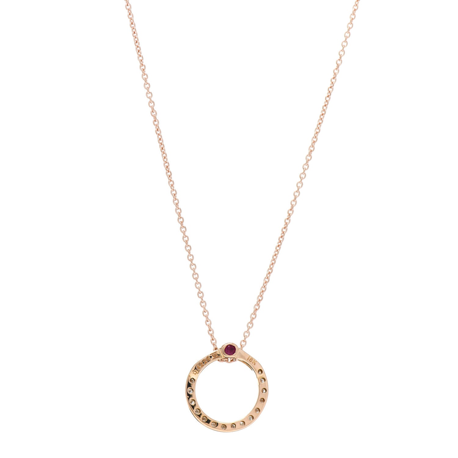 Roberto Coin 18K Rose Gold Diamond Tiny Treasures Circle Pendant Necklace 5 of 5