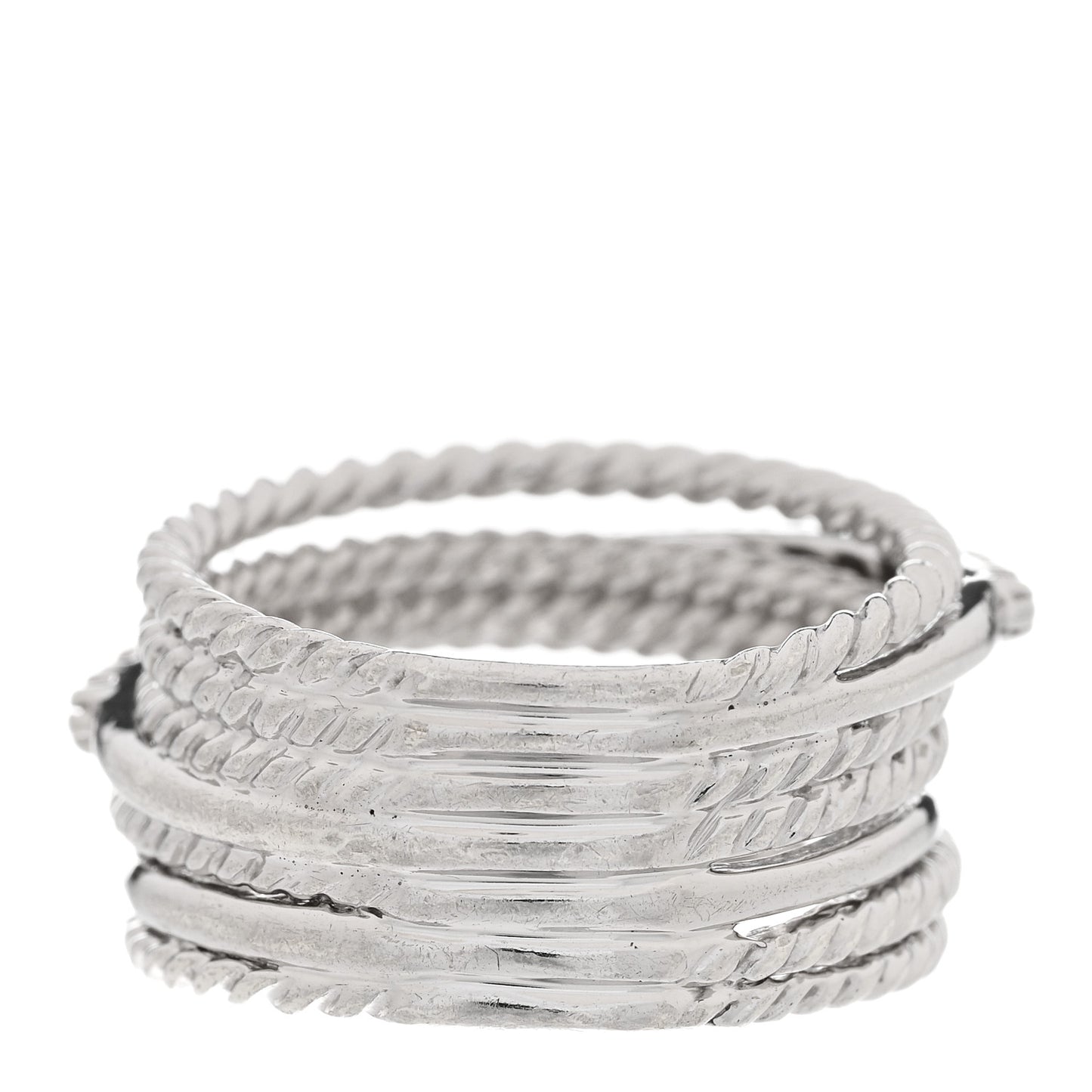 Sterling Silver Diamond 11mm Wide Crossover Cable Ring 53 6.5