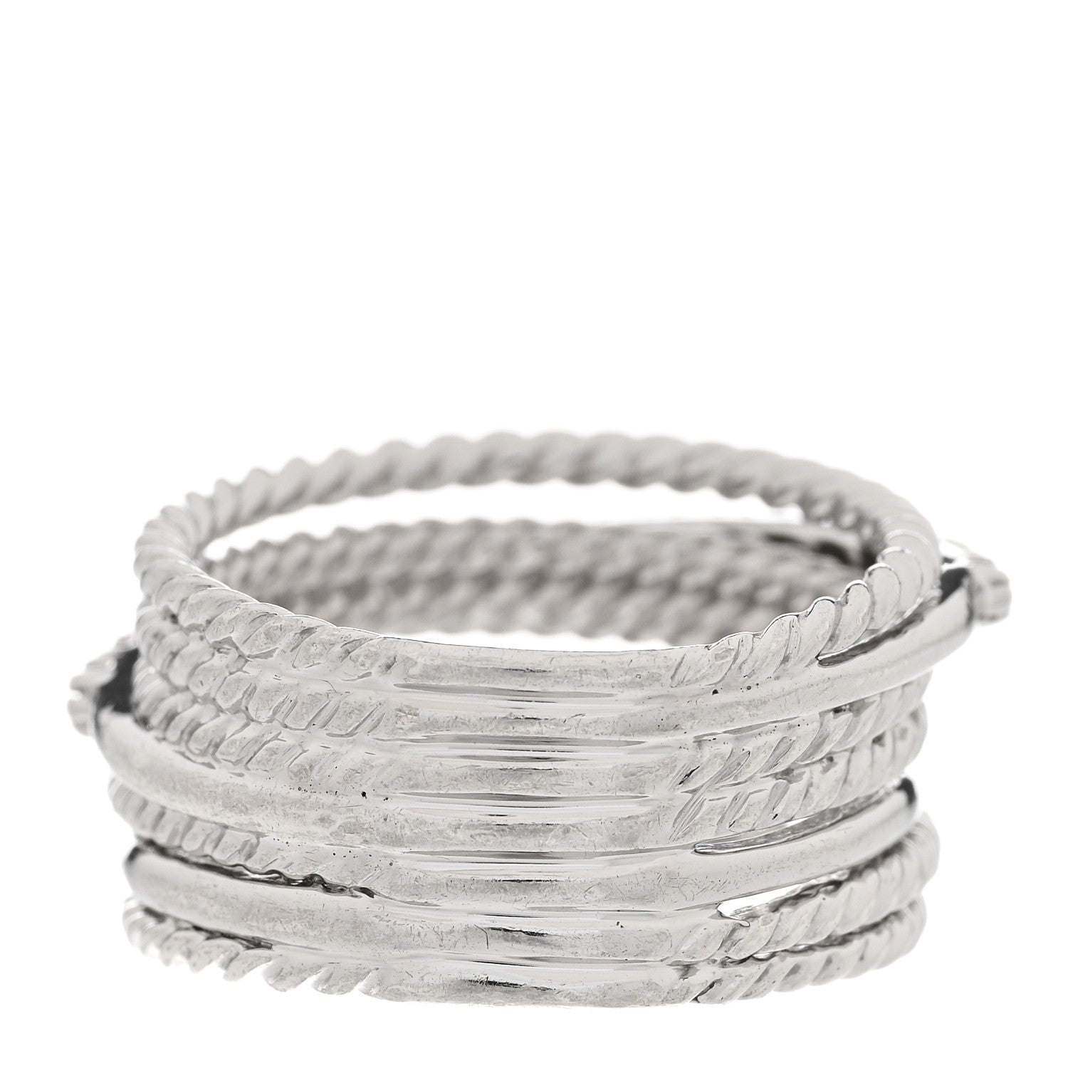 David Yurman Sterling Silver Diamond 11mm Wide Crossover Cable Ring 53 6.5 3 of 4
