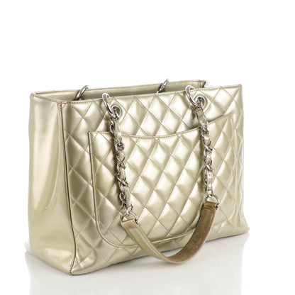 Chanel Patent Quilted Grand Shopping Tote GST Gold 3 of 10