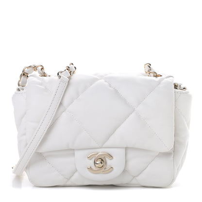Chanel Calfskin Quilted Mini Square Bubbly Flap White 1 of 13