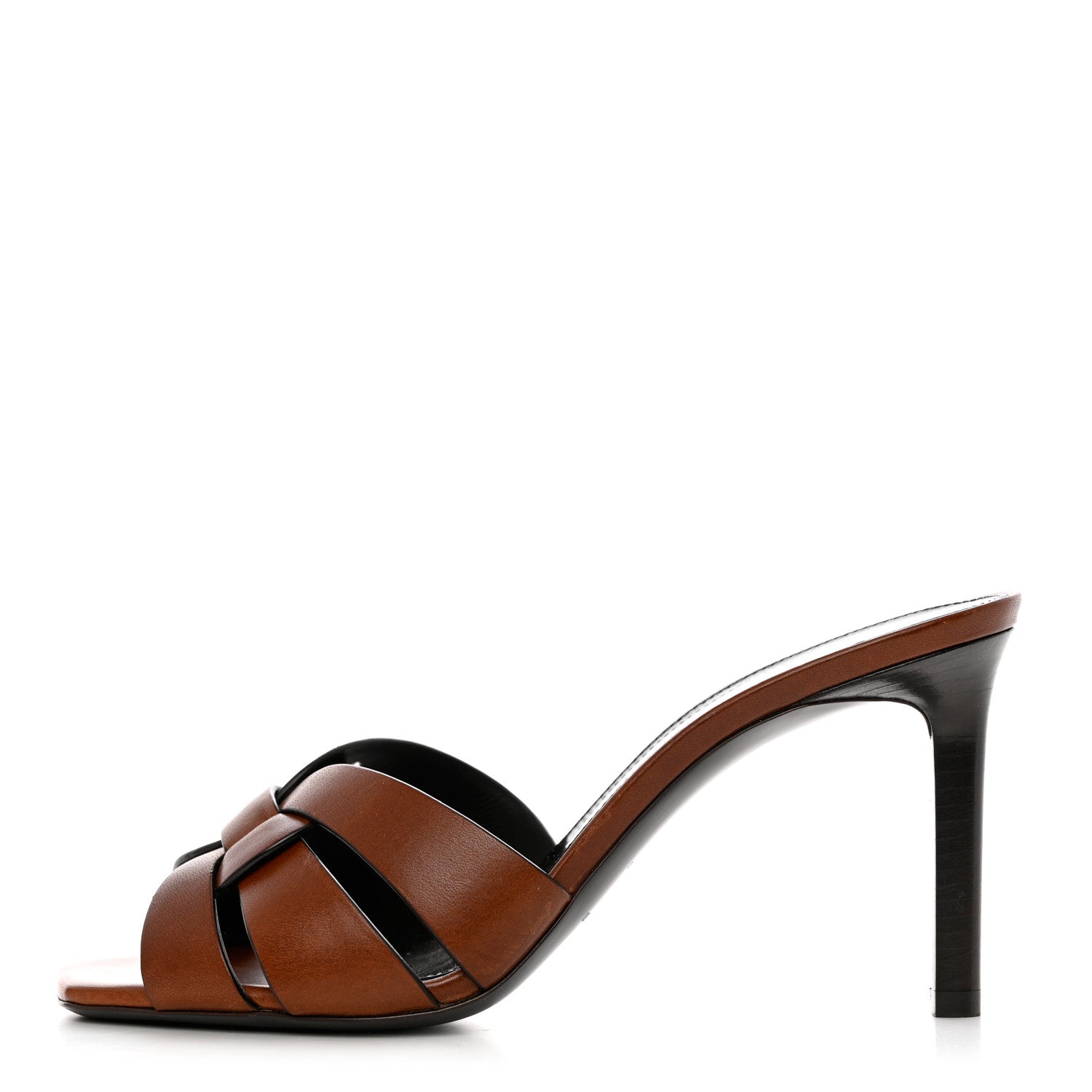 Saint Laurent Calfskin Tribute 85 Slide Sandals 38 Amber 1 of 11