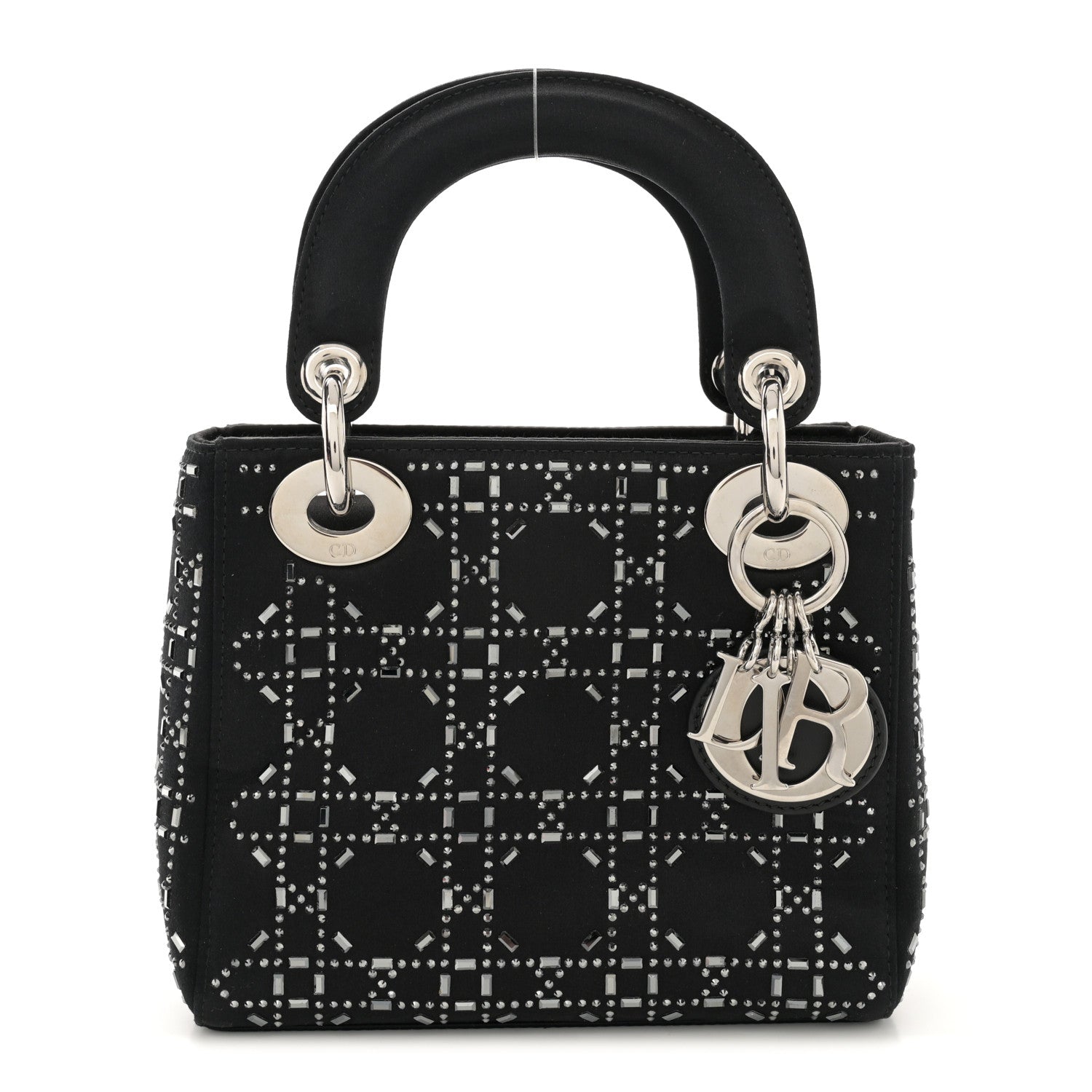Christian Dior Satin Crystal Cannage Mini Lady Dior Black 1 of 10