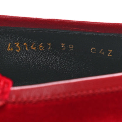 Gucci Velvet Horsebit Womens Jordaan Loafers 39 Hibiscus Red 7 of 10